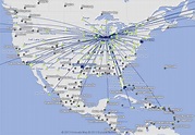 American Airlines route map - North America from Chicago O'Hare