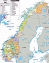 Grande mapa político y administrativo de Noruega con carreteras ...