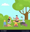 Friends spending time together on summer vacation Vector Image