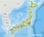 ⊛ Mapa de Japón ·🥇 Político & Físico Calidad HD Para Imprimir 2022