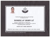 Tomislav Horvat – Osmrtnice