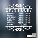Amazon.com : Custom Business Hours Sign for Glass Door, Windows, Smooth ...