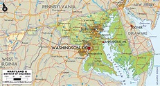 Physical Map of Maryland State, USA - Ezilon Maps
