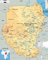Physical Map of Sudan - Ezilon Maps