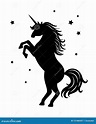 Silueta Del Negro Del Unicornio Aislada En El Fondo Blanco Ilustración ...