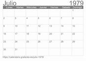 Calendario Julio 1979 de España en español ☑️ Calendario.Gratis