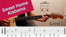 Sweet Home Alabama tab - Intro Lesson - 4 levels - Backing Track - YouTube