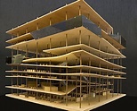 Rem Koolhaas / OMA. Tres Grande Bibliotheque. Wooden scale model of ...