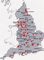 Map Of England With Towns Cities And Villages