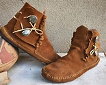 Vintage Minnetonka Moccasins for Women Brown Suede Soft Sole with ...