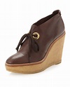 Andrew stevens Platform Wedge Ankle Boots Brown in Purple | Lyst