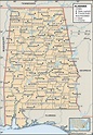 Labeled Map of Alabama with Capital & Cities