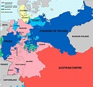 Map showing alliances during Austro-Prussian (German) war 1866 (states ...