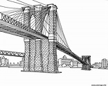 Coloriage pont Brooklyn de la ville de New York - JeColorie.com
