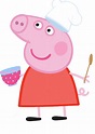 a cartoon pig with a chef hat holding a bowl and spoon