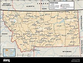 Mapa político de Montana Fotografía de stock - Alamy