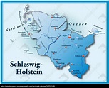 Karte von Schleswig-Holstein als Übersichtskarte in - Lizenzfreies Bild ...