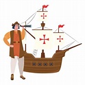 Dibujos animados de Cristóbal Colón con telescopio y diseño vectorial ...