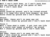 Johnny Cash song: I Won't Back Down, lyrics