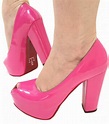 Sapato Peep Toe Bico Aberto Meia Pata Salto Grosso Rosa Pink | Calçados ...