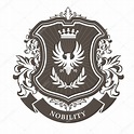 Monarchy coat of arms - heraldic royal emblem shield with crown — Stock ...