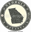 Un sello antiguo con un mapa de georgia. una placa estilizada con el ...