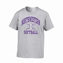 NU Wildcats Grey Short Sleeve Tee Shirt with Softball Design