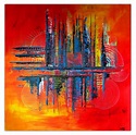 Abstrakte Malerei rot - Wandbild abstrakt - abstraktes Acrylbild - Gelb ...