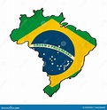 Mapa Del Brasil En El Dibujo De La Bandera Del Brasil Imagen de archivo ...