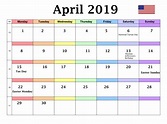 April 2019 USA Holidays Calendar #april #2019calendar # ...