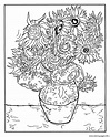 Adult Vincent Van Gogh 12 Tournesols Dans Un Vase Coloring page Printable