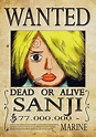 Poster One Piece Sanji Wanted Anime Manga : Amazon.com.mx: Hogar y Cocina