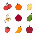 coleção de desenho animado de frutas 1872983 Vetor no Vecteezy