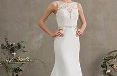 trumpet sequins beading mermaid neck wedding crepe stretch scoop court train dress jjshouse