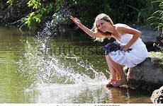 squirting young water girl lake stock shutterstock