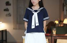 sailor suit japanese dress school uniforms jk naval sleeved tie students short air female