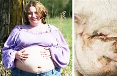 woman pig pregnant baby boar claims raped she her piglet birth june expecting entertainment