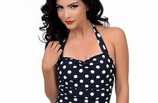 swimsuit retro piece women bathing suit swimwear sexy monokini size plus swimsuits push vintage polka suits dot halter female style