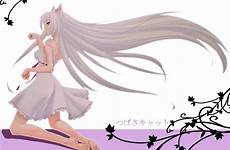 neko girl hair anime hanekawa barefoot tsubasa ears dress adult catgirl monogatari series bakemonogatari konachan deviantart multiverse cat hitagi ribbons