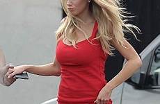 charlotte red mckinney mini dress movie her tiny blonde flaunts assets set model heels high stops traffic bombshell she cobie