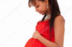 pregnant american woman african beautiful stock touching belly her depositphotos