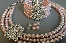 jewelry blush pink set complete bridal pearl necklace bracelet