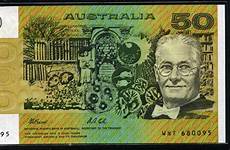 australian 50 dollars banknote banknotes fifty note currency dollar old money notes 1991 au paper bill 1993 yaa foreign coins