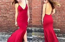backless dress red long prom slit neck deep simple sexy jersey side promfy zoom click