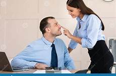 flirting seducing workplace businesswoman touching harassment