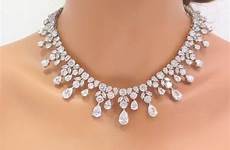 necklace wedding set jewelry bridal earrings zirconia cubic statement crystal weddbook drape