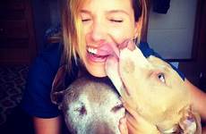 kiss kisses dog sophia bush her lick mouth pups instagram person gave national dogs nose foot head slobbery popsugar celebrity