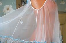 vintage sissy babydoll sheer lingerie nightie frilly chiffon blue suzie