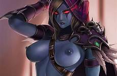 sylvanas windrunner hentai warcraft badcompzero bikini deviantart xxx rule breasts skin blue armor pussy elf post 1girl orig02 danbooru dark