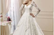 sposa maniche pizzo abito lunghe scollo abiti rochii